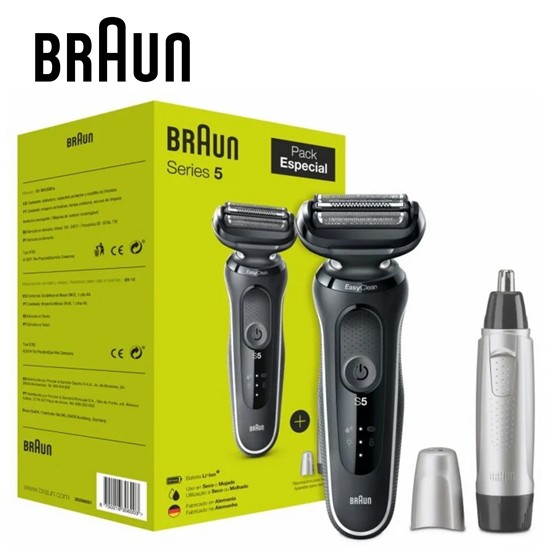 BRA51W1000S  AFEITADORA BRAUN RECARGABLE SERIE 5+ NARICERO