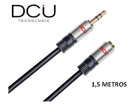 DCU30701060  CABLE ALARGADOR JACK M-JACK H 3,5mm DCU 1,5M. NEGRO