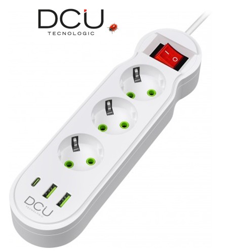 DCU37400103  REGLETA DCU 3 TOMAS+ 2 USB A +1 USB C