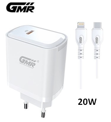 GMRCH2101  ALIMENTADOR GMR TIPO C 20W +CABLE TIPO C A LIGHTNING