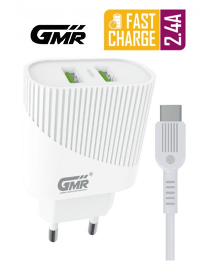 GMRCH2503  ALIMENTADOR GMR 2XUSB TIPO C 2.4A.