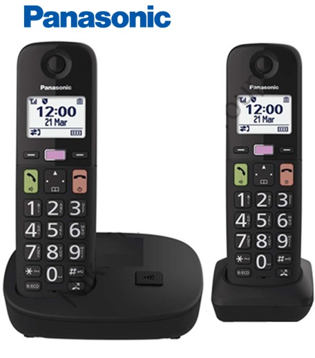 PANKXTGU112NG  TELÉFONO PANASONIC INALÁMBRICO DUO T/GRANDES NEGRO