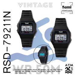 RELOJ PULSERA SAMI VINTAGE LCD WR50M NEGRO