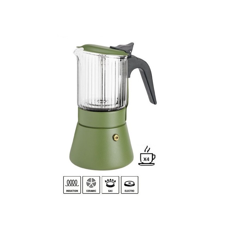 Cafetera Inoxibar Italiana Clair Green 4 Tazas