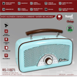 RADIO SAMI 3 BANDAS VINTAGE CELESTE