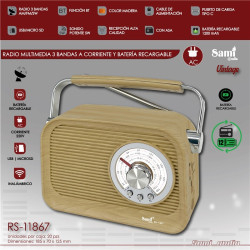 RADIO SAMI 3 BANDAS VINTAGE MADERA CLARA