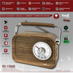 RADIO SAMI 3 BANDAS VINTAGE MADERA OSCURA