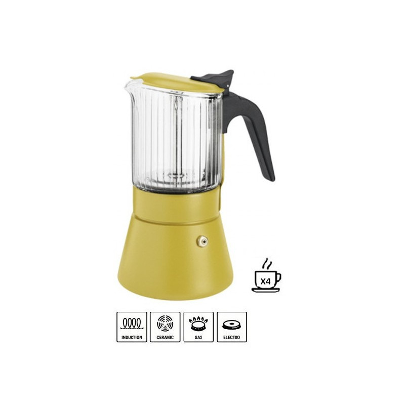 Cafetera Inoxibar Italiana Clair Mustard 4 Tazas