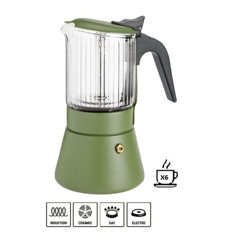 Cafetera Inoxibar Italiana Clair Green 6 Tazas