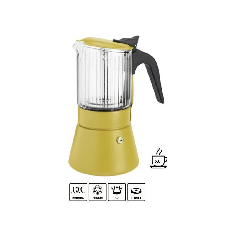 Cafetera Inoxibar Italiana Clair Mustard 6 Tazas