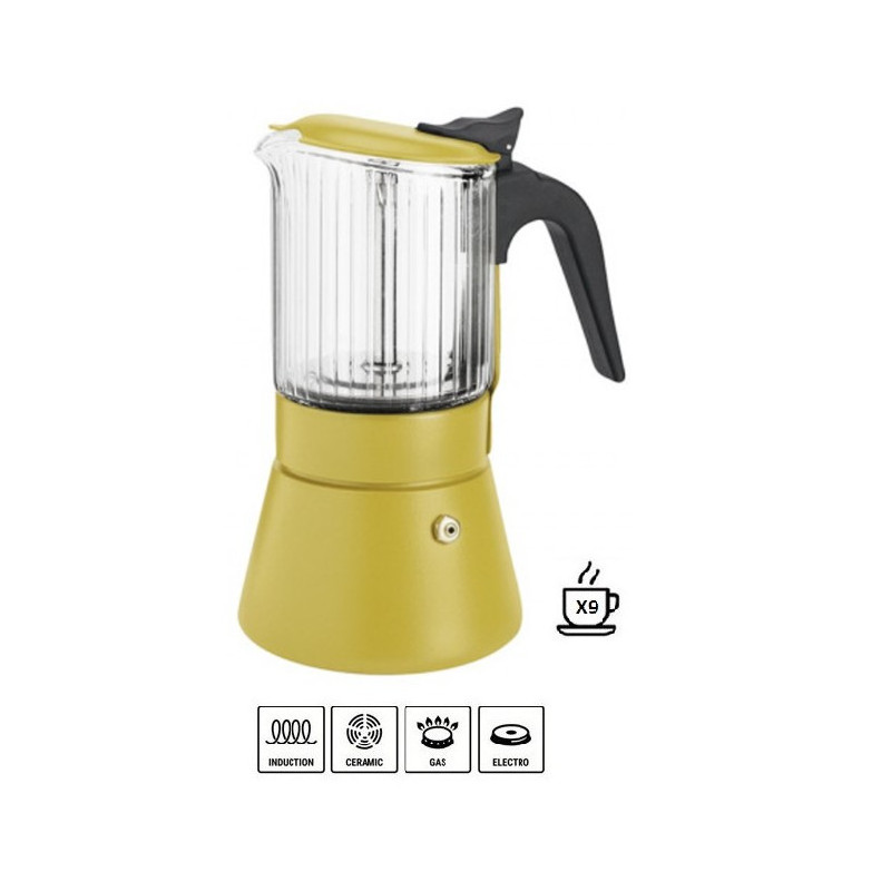 Cafetera Inoxibar Italiana Clair Mustard 9 Tazas
