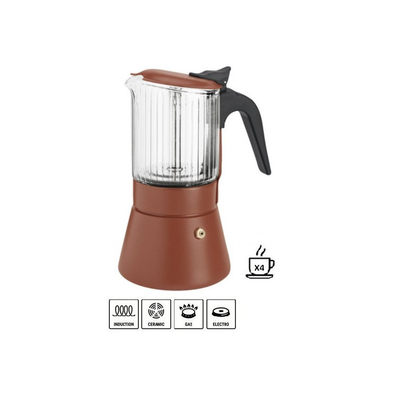Cafetera Inoxibar Italiana Clair Terra 4 Tazas