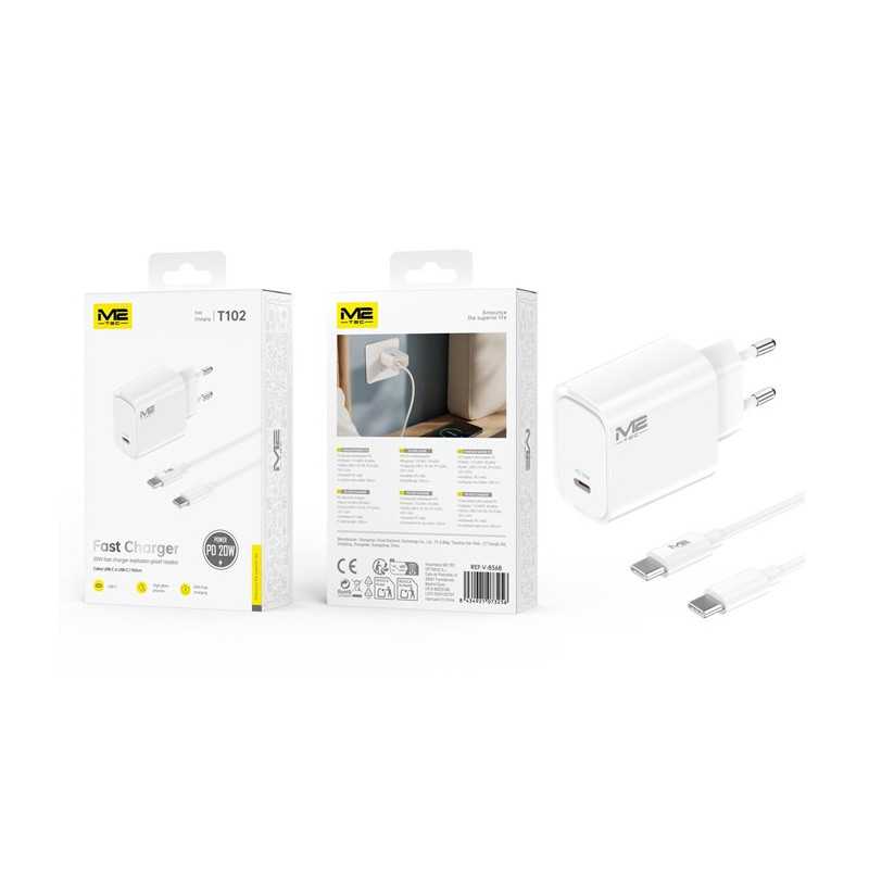 Alimentador M2TEC USB C 20W Qc+cable Tipo C