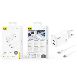 Alimentador M2TEC GAN USB A+C con Cable Tipo C 45W QC