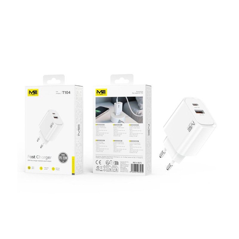 Alimentador M2TEC USB A+C 20W QC