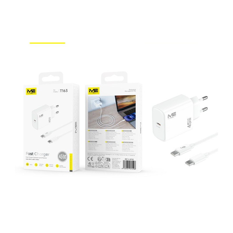 Alimentador M2TEC GAN USB C 45W Qc+cable Tipo C