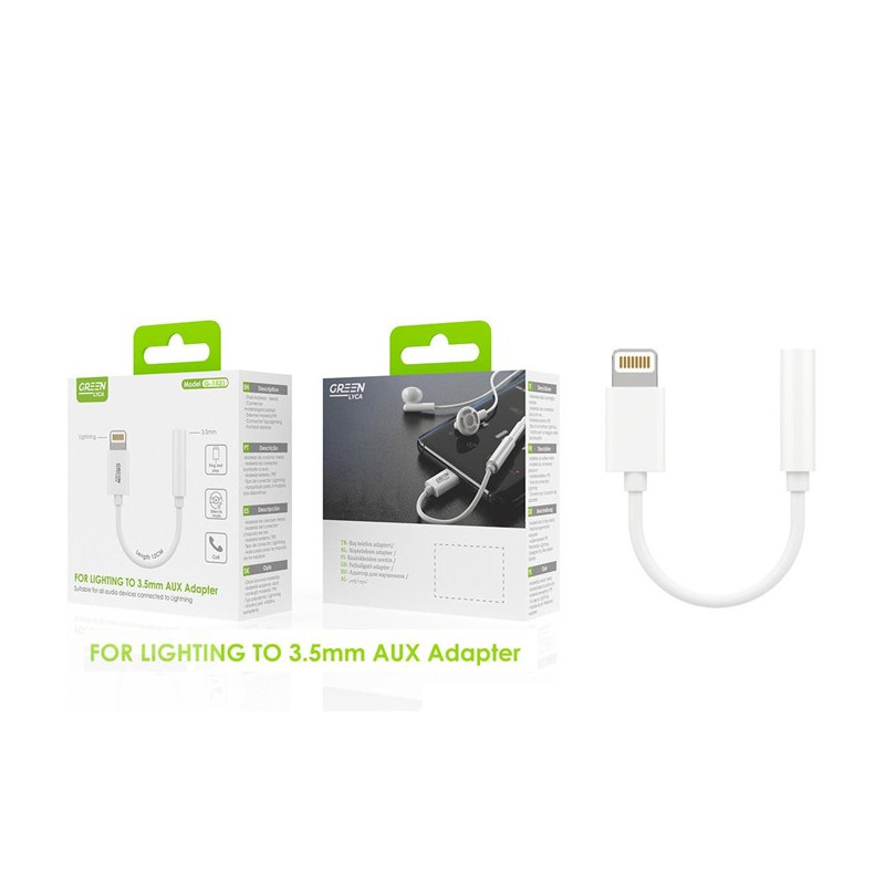 Adaptador Greenlyca Auriculares Lightning - Jack 3,5 mm